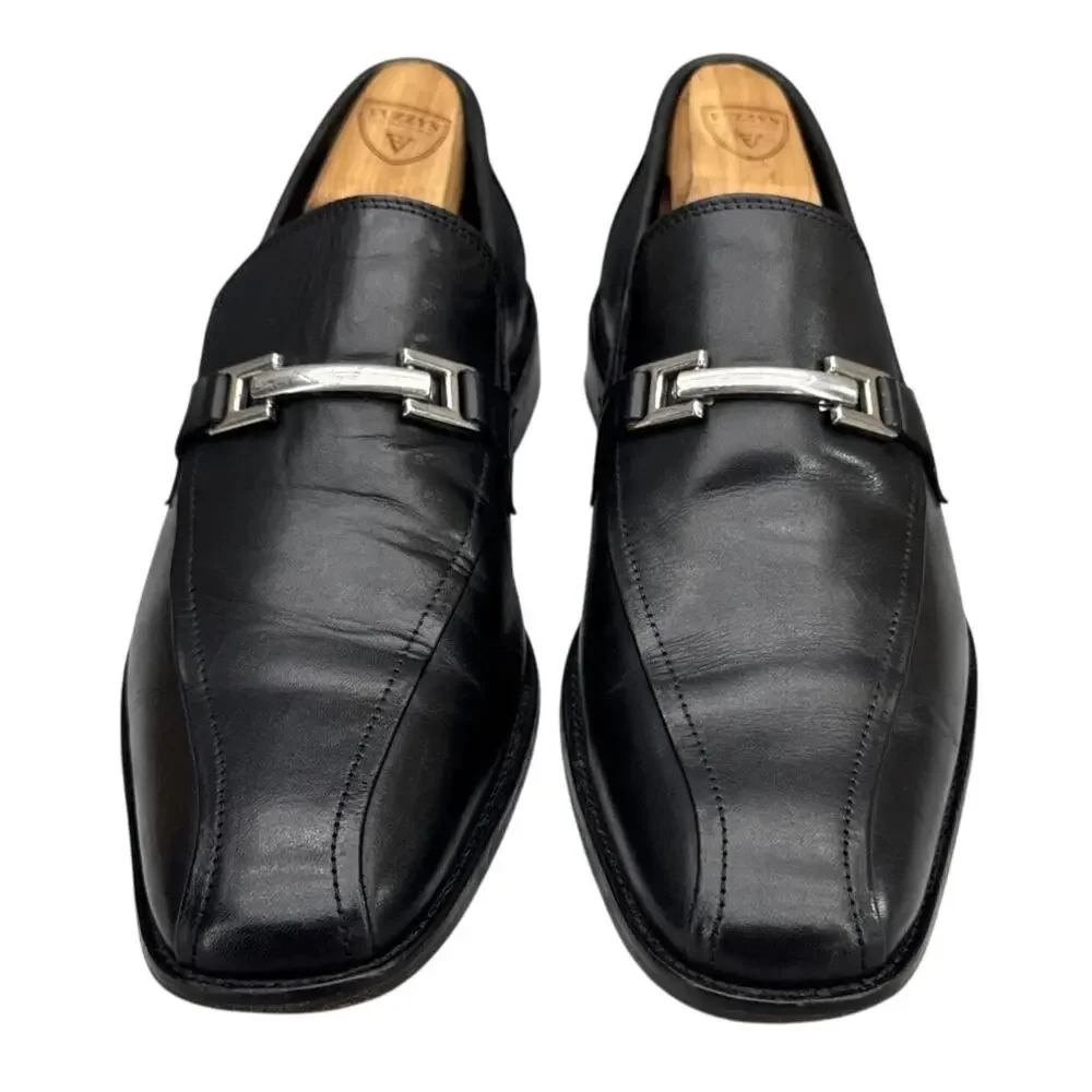 Johnston & Murphy Black Leather Horsebit Almond Toe Slip On Dressy Loafer Men 9